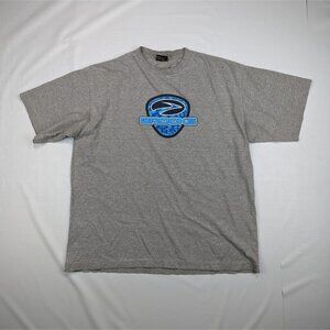 VTG Y2K Single Stitch Brooks Running Logo Spellout Gray Graphic T-Shirt Large